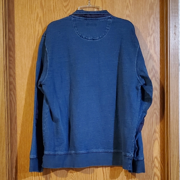 Orvis blue denim 1/4 zip pullover with elbow patches cotton size L - Picture 5 of 9